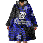 Personalised Canterbury-Bankstown Bulldogs Wearable Blanket Hoodie Polynesian Tribal Pattern With Rugby Bulldog Mascot Art