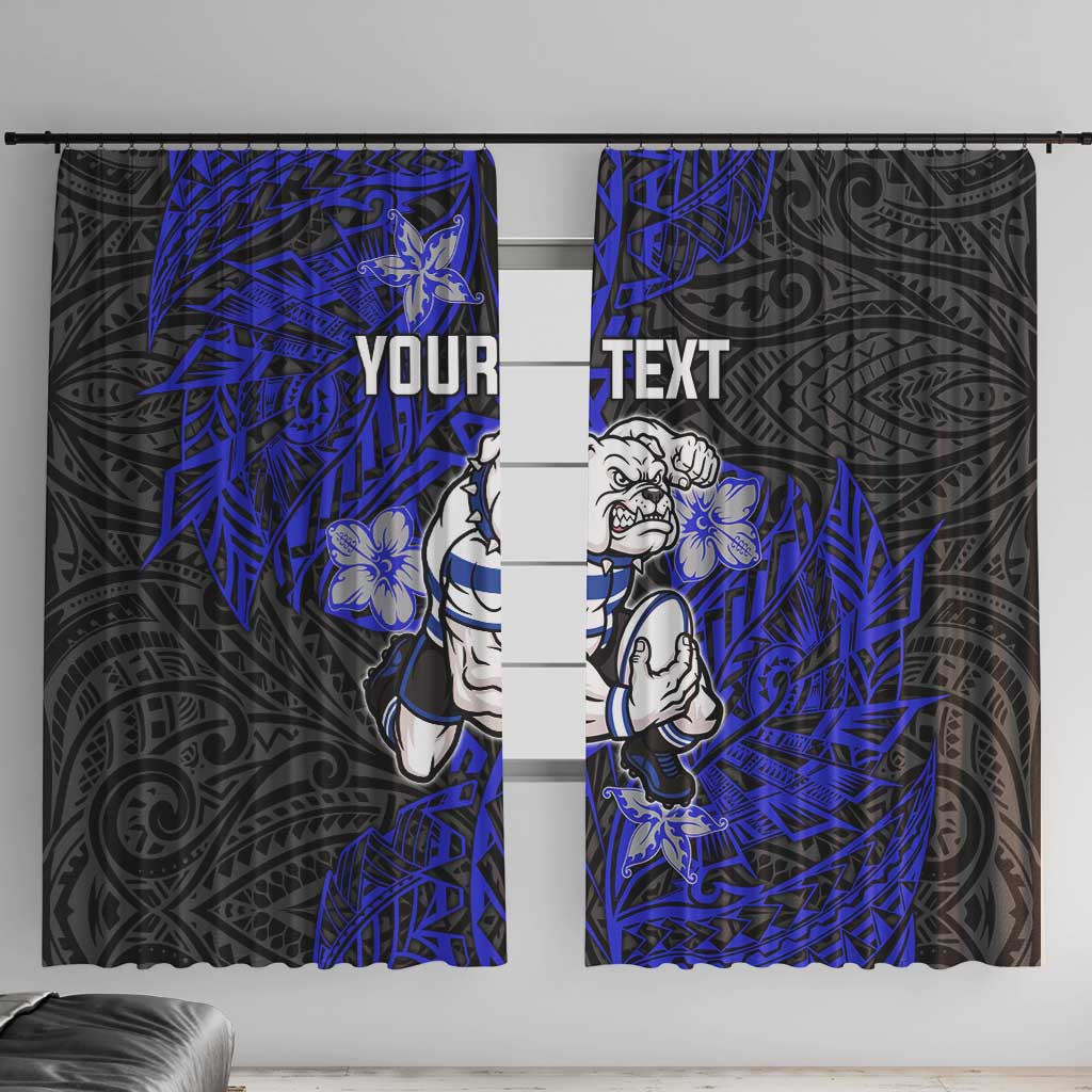 Personalised Canterbury-Bankstown Bulldogs Window Curtain Polynesian Tribal Pattern With Rugby Bulldog Mascot Art