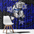 Personalised Canterbury-Bankstown Bulldogs Window Curtain Polynesian Tribal Pattern With Rugby Bulldog Mascot Art