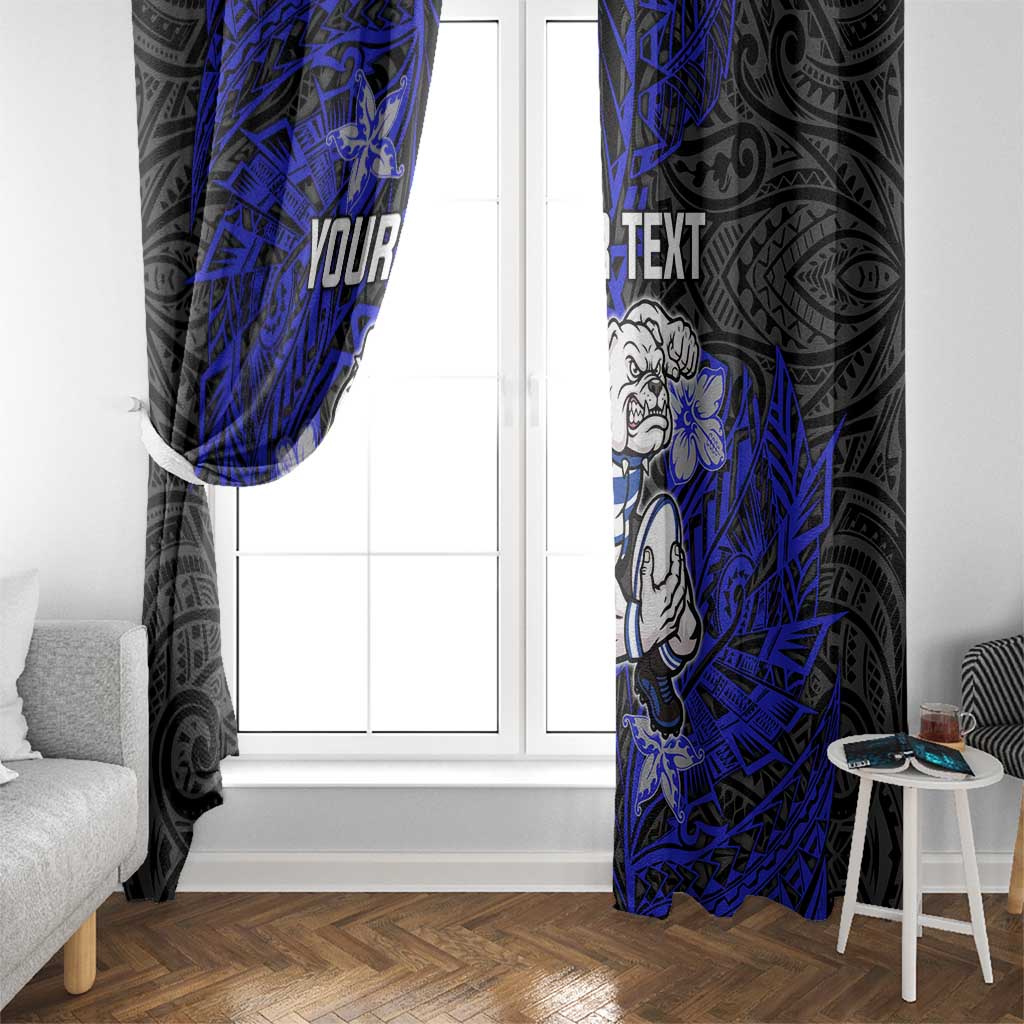 Personalised Canterbury-Bankstown Bulldogs Window Curtain Polynesian Tribal Pattern With Rugby Bulldog Mascot Art