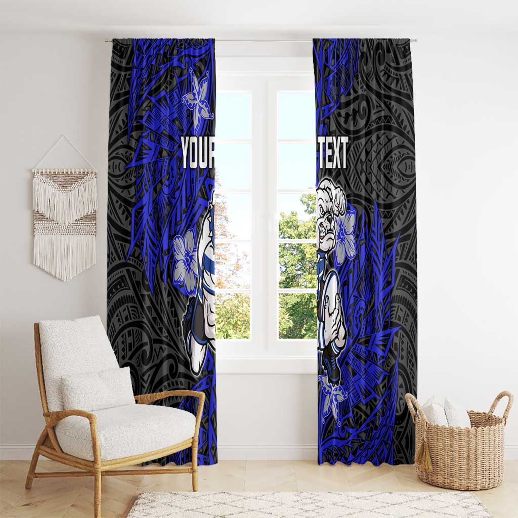Personalised Canterbury-Bankstown Bulldogs Window Curtain Polynesian Tribal Pattern With Rugby Bulldog Mascot Art