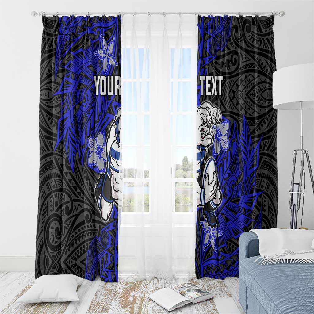 Personalised Canterbury-Bankstown Bulldogs Window Curtain Polynesian Tribal Pattern With Rugby Bulldog Mascot Art