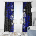 Personalised Canterbury-Bankstown Bulldogs Window Curtain Polynesian Tribal Pattern With Rugby Bulldog Mascot Art