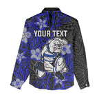 Personalised Canterbury-Bankstown Bulldogs Women Casual Shirt Polynesian Tribal Pattern With Rugby Bulldog Mascot Art
