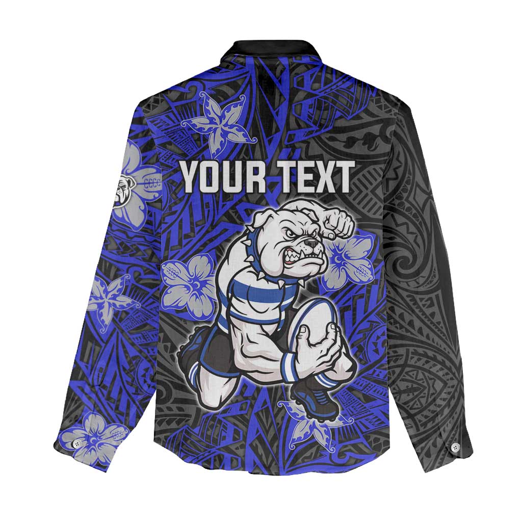 Personalised Canterbury-Bankstown Bulldogs Women Casual Shirt Polynesian Tribal Pattern With Rugby Bulldog Mascot Art