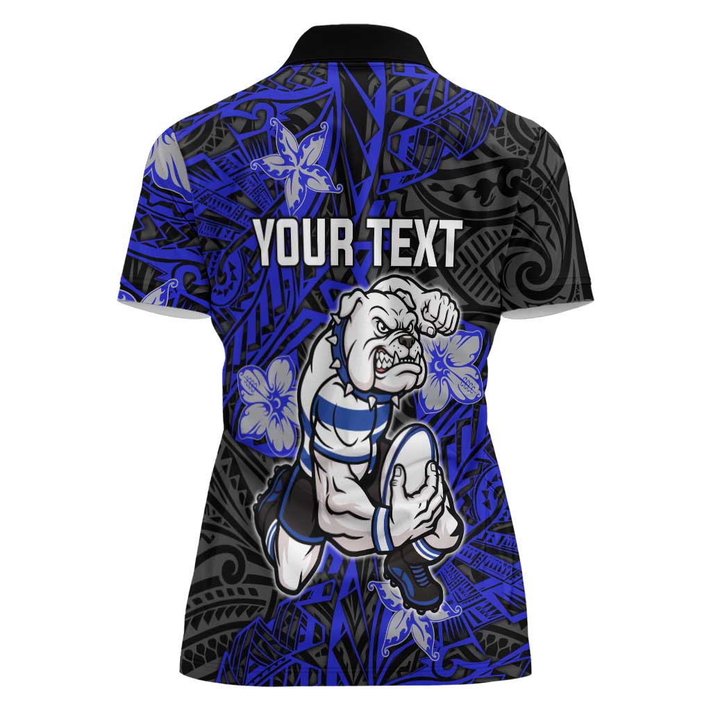 Personalised Canterbury-Bankstown Bulldogs Women Polo Shirt Polynesian Tribal Pattern With Rugby Bulldog Mascot Art