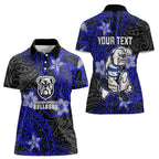 Personalised Canterbury-Bankstown Bulldogs Women Polo Shirt Polynesian Tribal Pattern With Rugby Bulldog Mascot Art