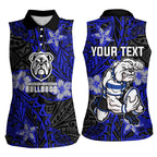 Personalised Canterbury-Bankstown Bulldogs Women Sleeveless Polo Shirt Polynesian Tribal Pattern With Rugby Bulldog Mascot Art