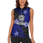 Personalised Canterbury-Bankstown Bulldogs Women Sleeveless Polo Shirt Polynesian Tribal Pattern With Rugby Bulldog Mascot Art