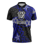 Personalised Canterbury-Bankstown Bulldogs Zipper Polo Shirt Polynesian Tribal Pattern With Rugby Bulldog Mascot Art