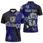 Personalised Canterbury-Bankstown Bulldogs Zipper Polo Shirt Polynesian Tribal Pattern With Rugby Bulldog Mascot Art