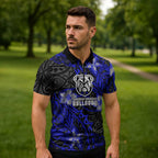 Personalised Canterbury-Bankstown Bulldogs Zipper Polo Shirt Polynesian Tribal Pattern With Rugby Bulldog Mascot Art