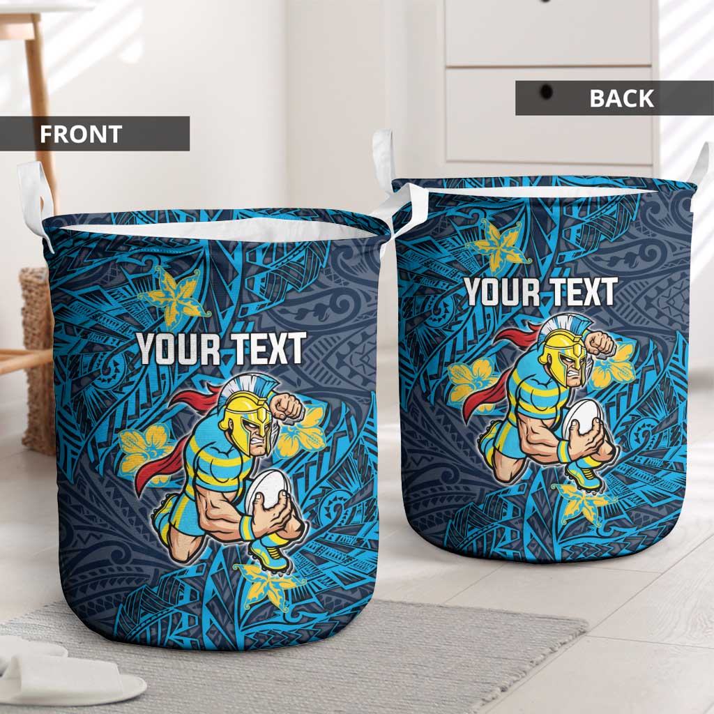 Personalised Gold Coast Titans Laundry Basket Polynesian Tribal Pattern With Rugby Titan Mascot Art