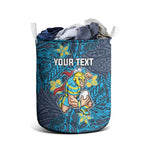 Personalised Gold Coast Titans Laundry Basket Polynesian Tribal Pattern With Rugby Titan Mascot Art