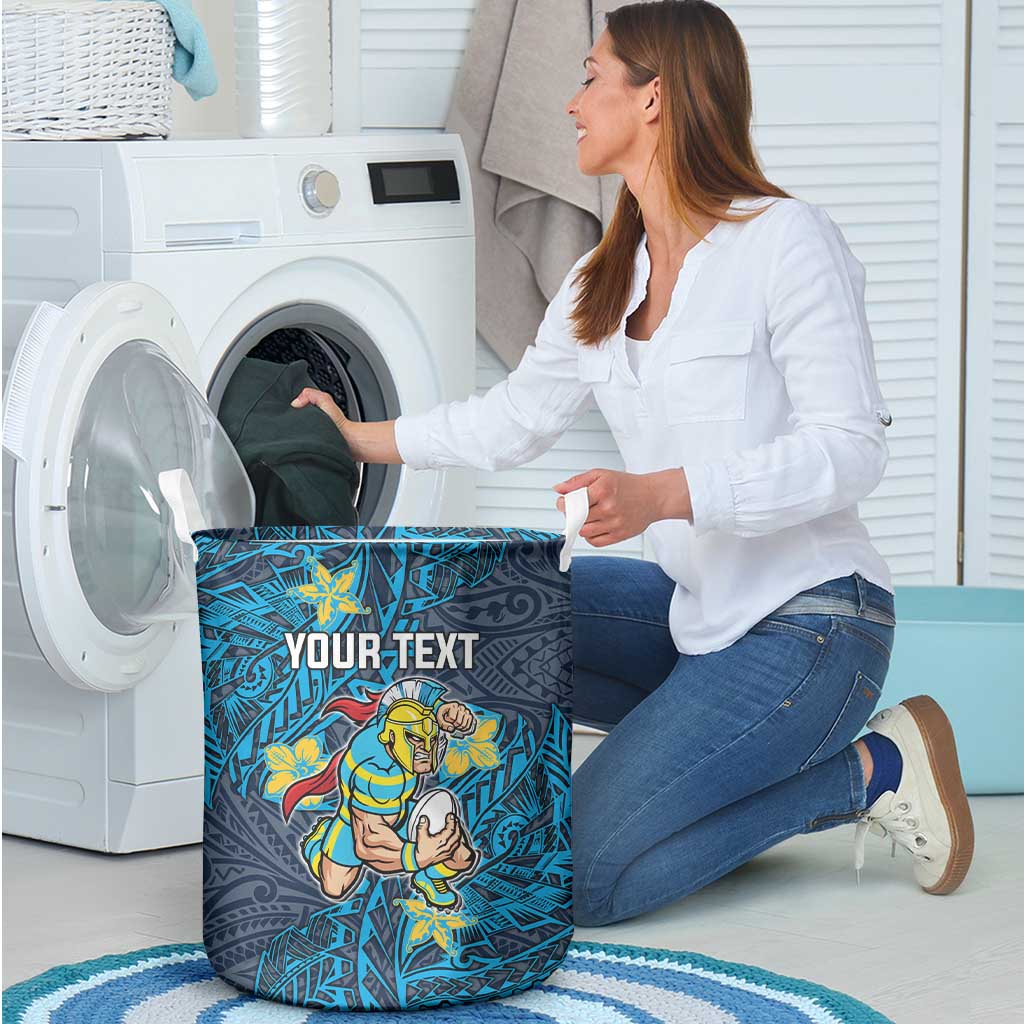Personalised Gold Coast Titans Laundry Basket Polynesian Tribal Pattern With Rugby Titan Mascot Art
