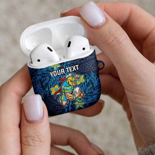 Personalised Gold Coast Titans AirPods Case Polynesian Tribal Pattern With Rugby Titan Mascot Art