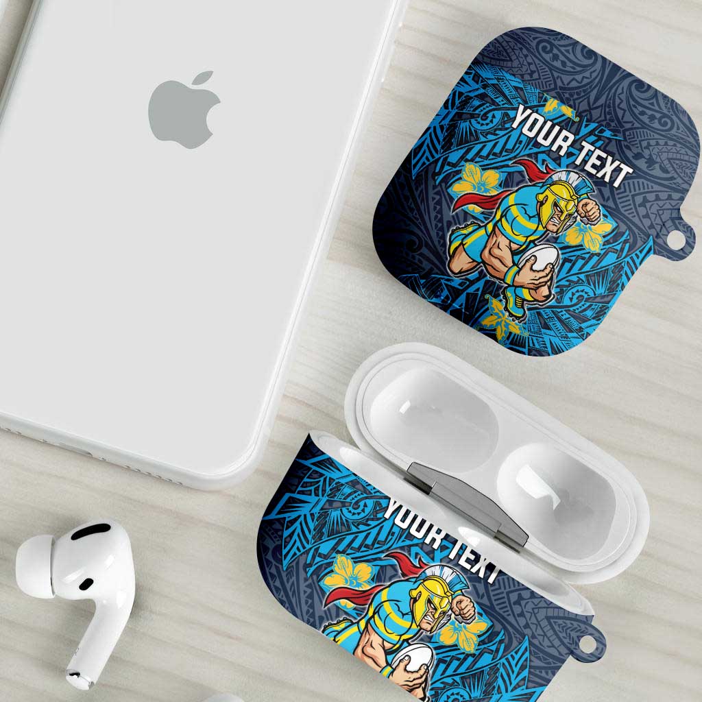 Personalised Gold Coast Titans AirPods Case Polynesian Tribal Pattern With Rugby Titan Mascot Art