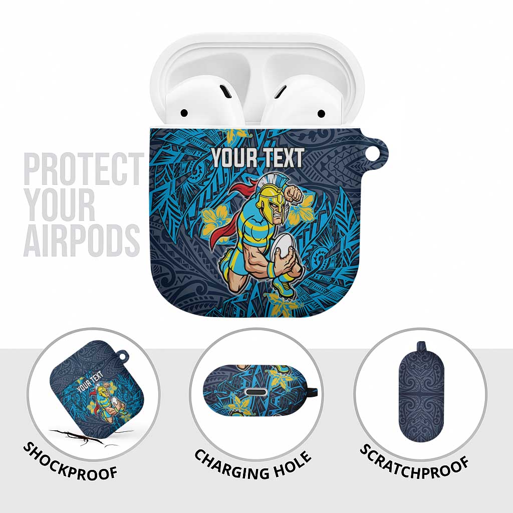 Personalised Gold Coast Titans AirPods Case Polynesian Tribal Pattern With Rugby Titan Mascot Art