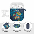 Personalised Gold Coast Titans AirPods Case Polynesian Tribal Pattern With Rugby Titan Mascot Art