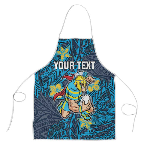 Personalised Gold Coast Titans Apron Polynesian Tribal Pattern With Rugby Titan Mascot Art