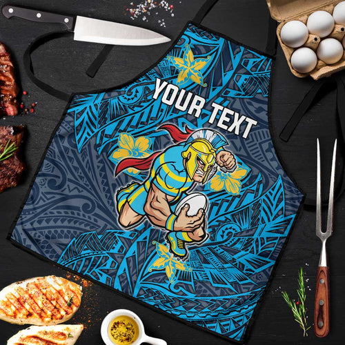 Personalised Gold Coast Titans Apron Polynesian Tribal Pattern With Rugby Titan Mascot Art