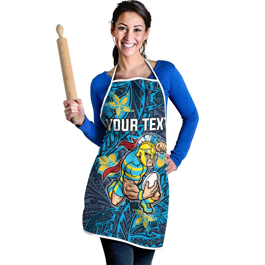 Personalised Gold Coast Titans Apron Polynesian Tribal Pattern With Rugby Titan Mascot Art