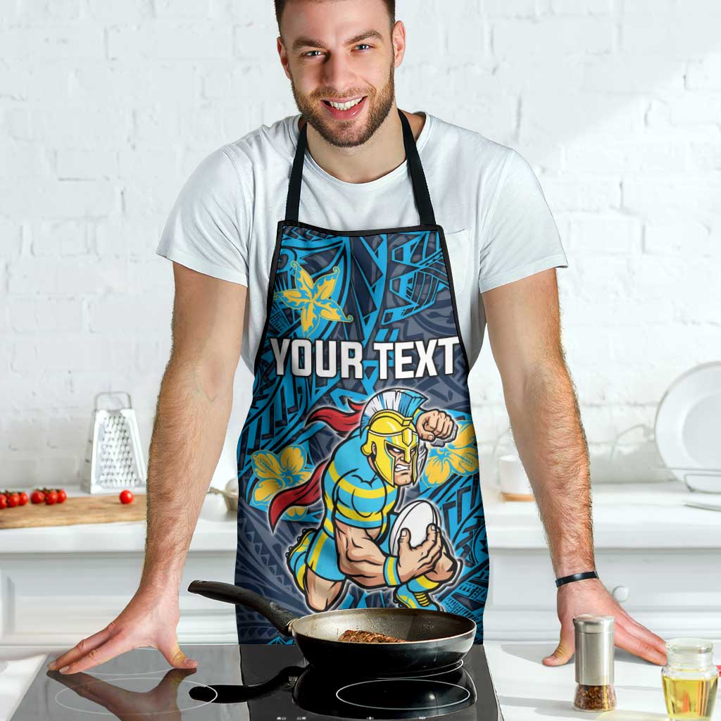 Personalised Gold Coast Titans Apron Polynesian Tribal Pattern With Rugby Titan Mascot Art