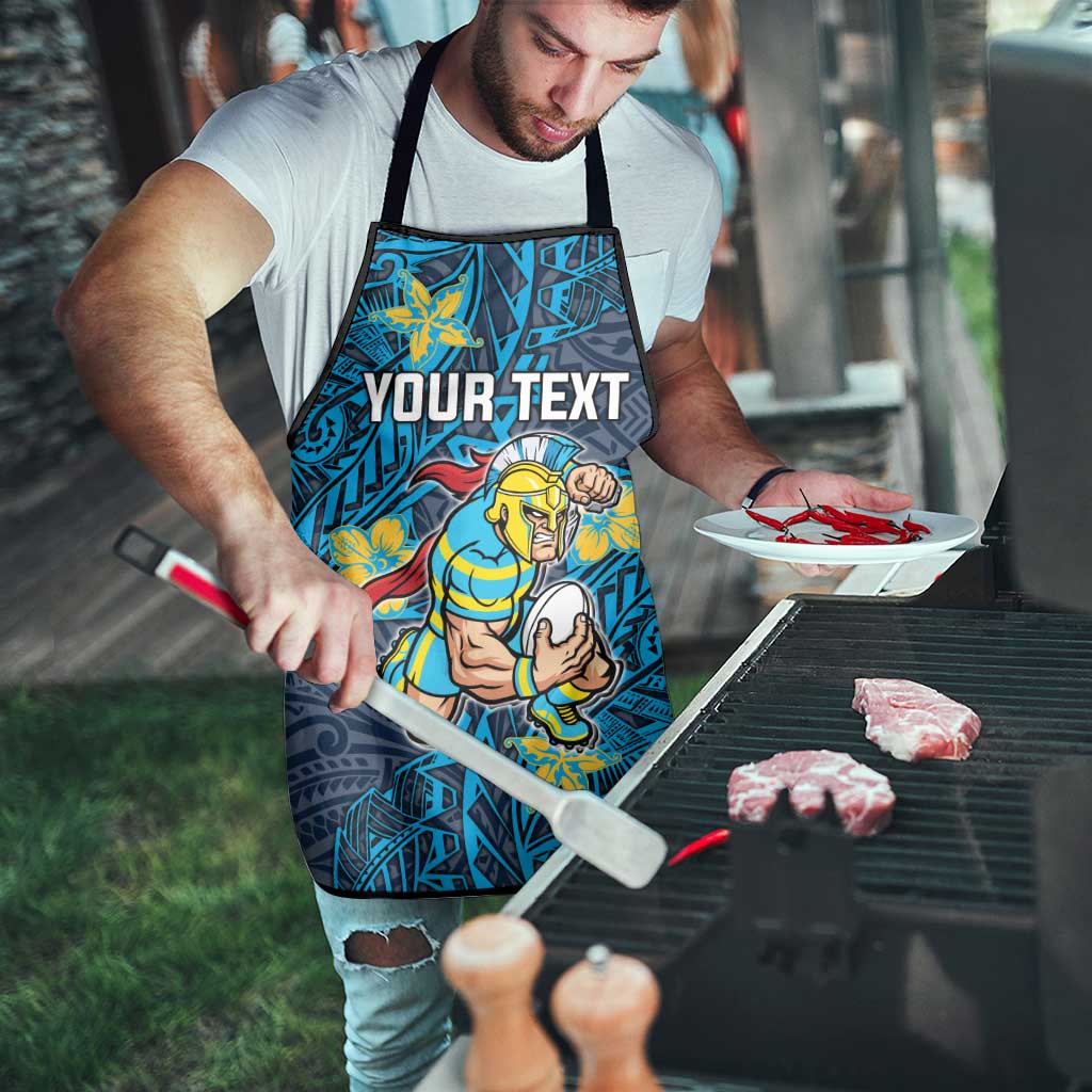 Personalised Gold Coast Titans Apron Polynesian Tribal Pattern With Rugby Titan Mascot Art
