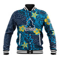 Personalised Gold Coast Titans Baseball Jacket Polynesian Tribal Pattern With Rugby Titan Mascot Art