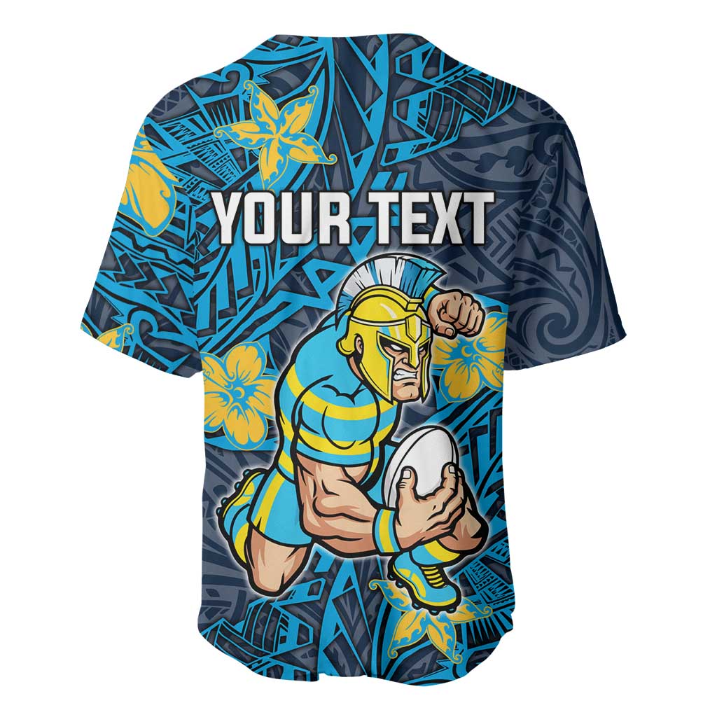 Personalised Gold Coast Titans Baseball Jersey Polynesian Tribal Pattern With Rugby Titan Mascot Art