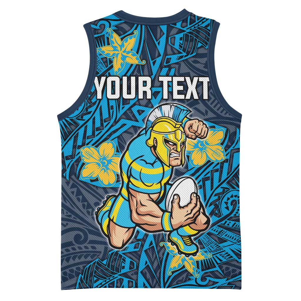Personalised Gold Coast Titans Basketball Jersey Polynesian Tribal Pattern With Rugby Titan Mascot Art