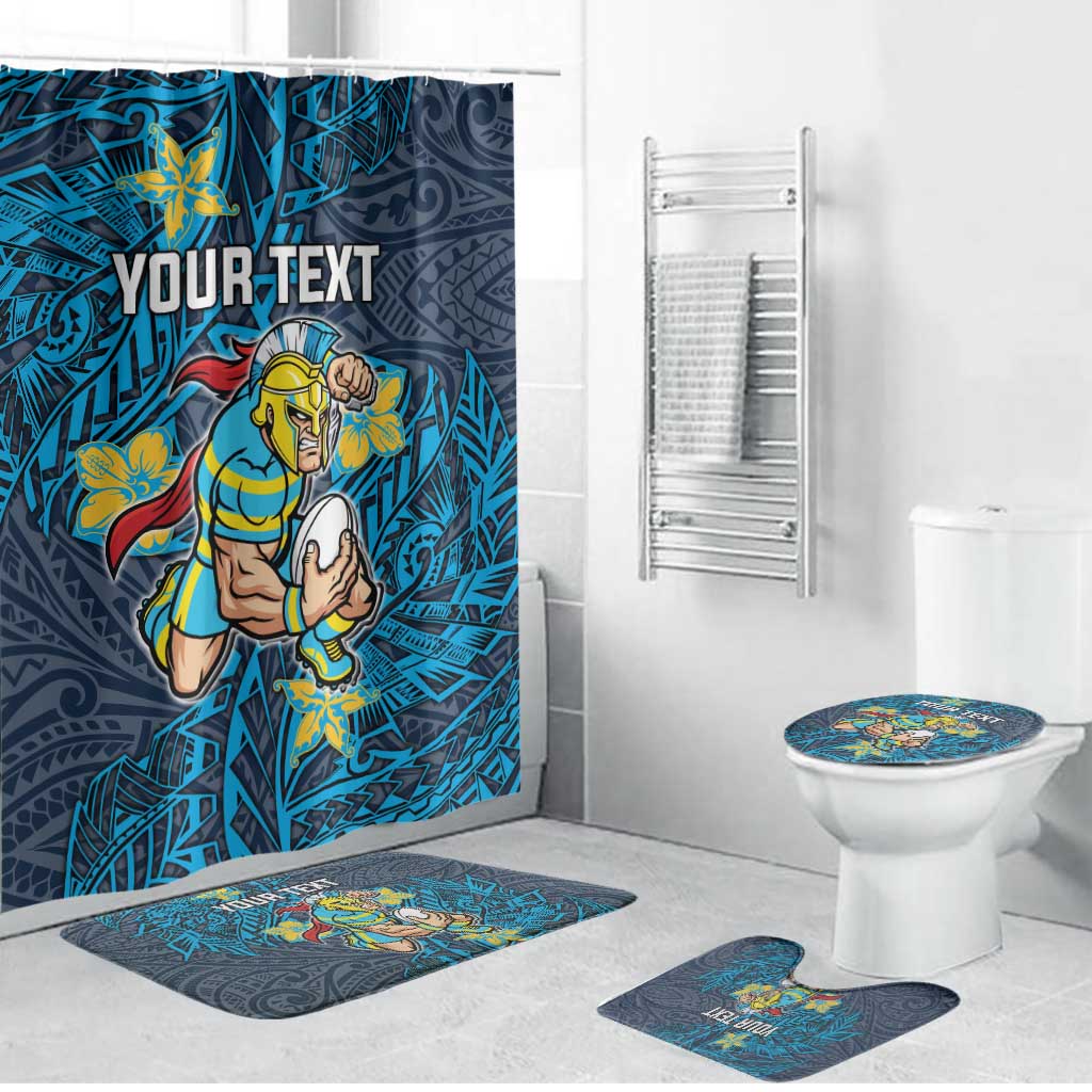 Personalised Gold Coast Titans Bathroom Set Polynesian Tribal Pattern With Rugby Titan Mascot Art