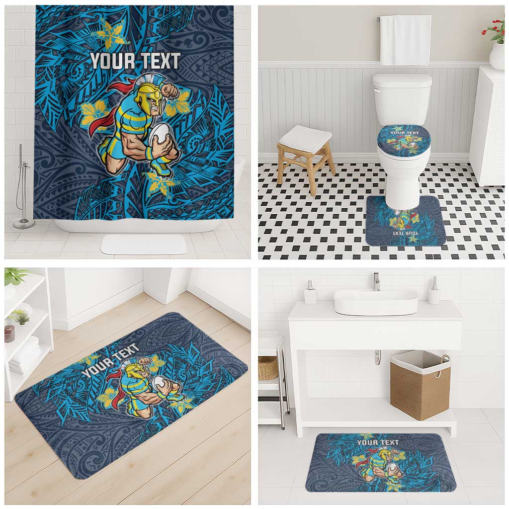 Personalised Gold Coast Titans Bathroom Set Polynesian Tribal Pattern With Rugby Titan Mascot Art