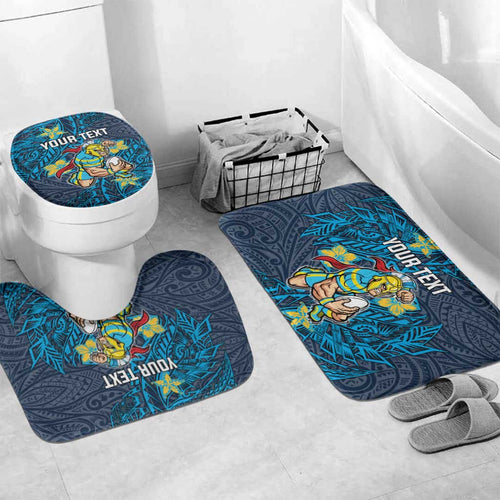 Personalised Gold Coast Titans Bathroom Set Polynesian Tribal Pattern With Rugby Titan Mascot Art