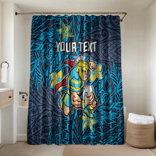 Personalised Gold Coast Titans Bathroom Set Polynesian Tribal Pattern With Rugby Titan Mascot Art