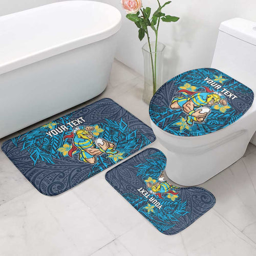 Personalised Gold Coast Titans Bathroom Set Polynesian Tribal Pattern With Rugby Titan Mascot Art