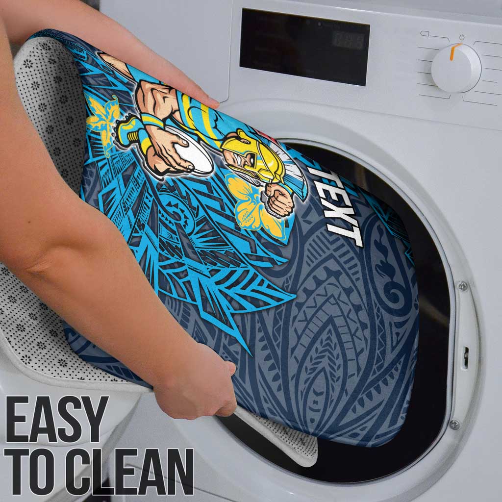 Personalised Gold Coast Titans Bathroom Set Polynesian Tribal Pattern With Rugby Titan Mascot Art