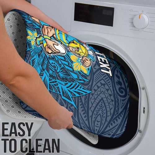 Personalised Gold Coast Titans Bathroom Set Polynesian Tribal Pattern With Rugby Titan Mascot Art