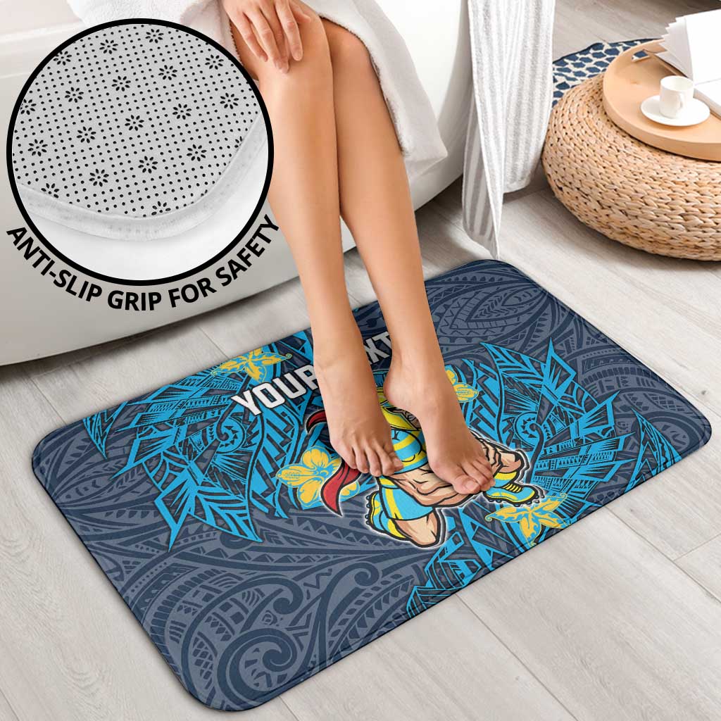 Personalised Gold Coast Titans Bathroom Set Polynesian Tribal Pattern With Rugby Titan Mascot Art