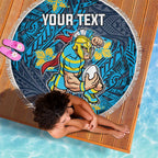 Personalised Gold Coast Titans Beach Blanket Polynesian Tribal Pattern With Rugby Titan Mascot Art