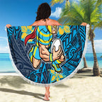 Personalised Gold Coast Titans Beach Blanket Polynesian Tribal Pattern With Rugby Titan Mascot Art