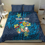 Personalised Gold Coast Titans Bedding Set Polynesian Tribal Pattern With Rugby Titan Mascot Art