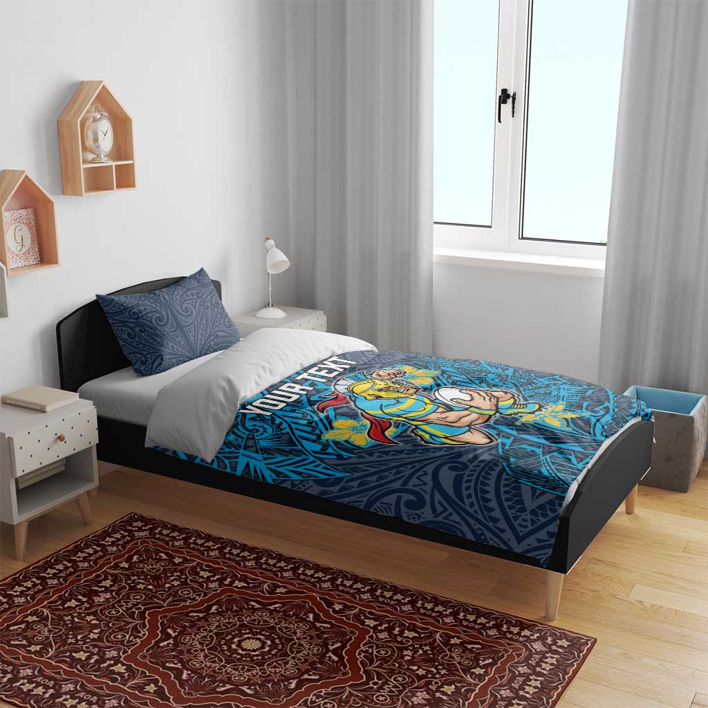 Personalised Gold Coast Titans Bedding Set Polynesian Tribal Pattern With Rugby Titan Mascot Art