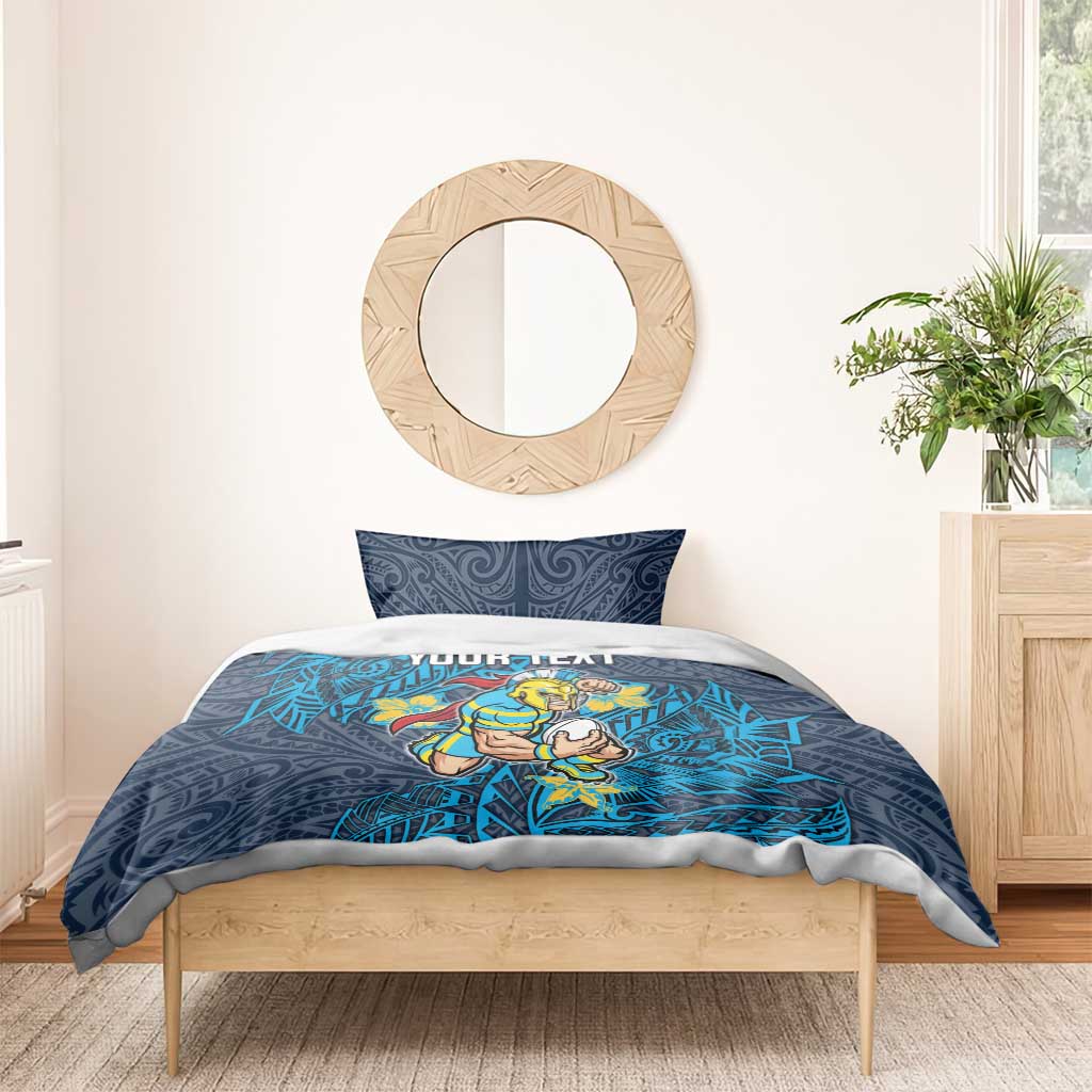 Personalised Gold Coast Titans Bedding Set Polynesian Tribal Pattern With Rugby Titan Mascot Art