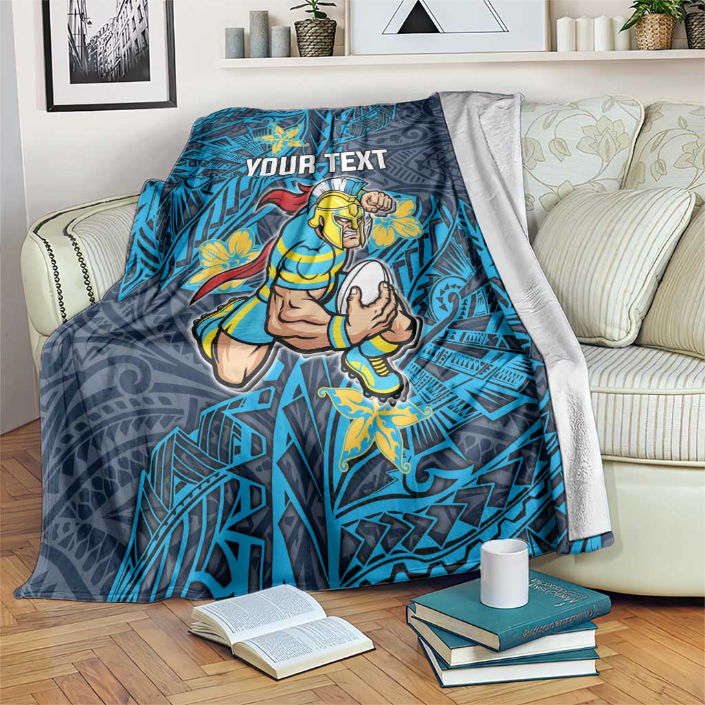 Personalised Gold Coast Titans Blanket Polynesian Tribal Pattern With Rugby Titan Mascot Art