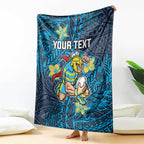 Personalised Gold Coast Titans Blanket Polynesian Tribal Pattern With Rugby Titan Mascot Art