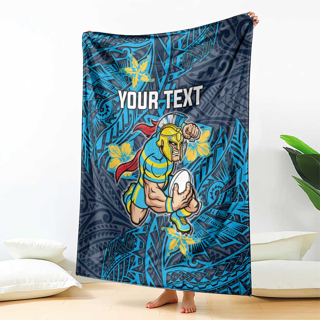 Personalised Gold Coast Titans Blanket Polynesian Tribal Pattern With Rugby Titan Mascot Art