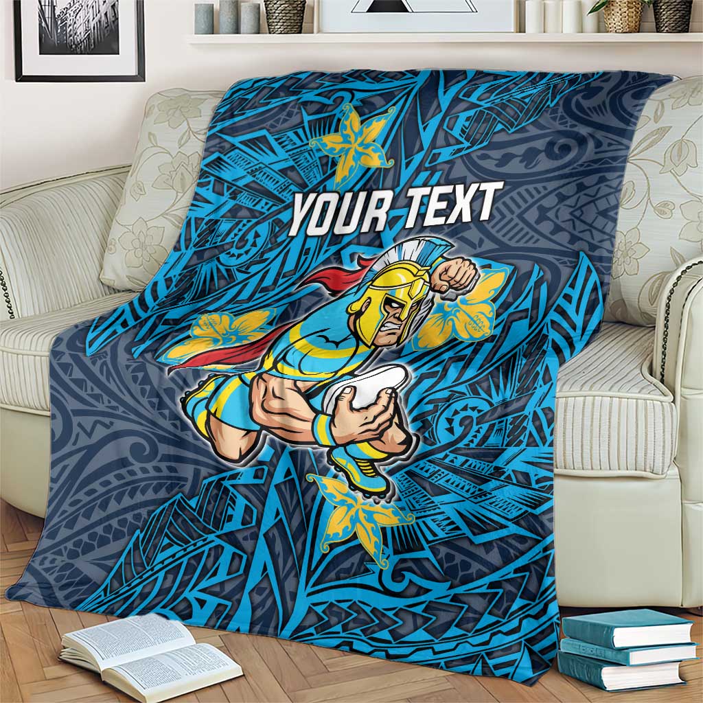Personalised Gold Coast Titans Blanket Polynesian Tribal Pattern With Rugby Titan Mascot Art