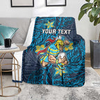 Personalised Gold Coast Titans Blanket Polynesian Tribal Pattern With Rugby Titan Mascot Art
