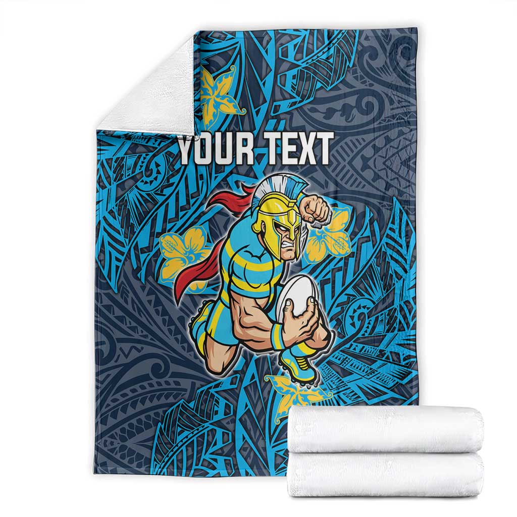 Personalised Gold Coast Titans Blanket Polynesian Tribal Pattern With Rugby Titan Mascot Art